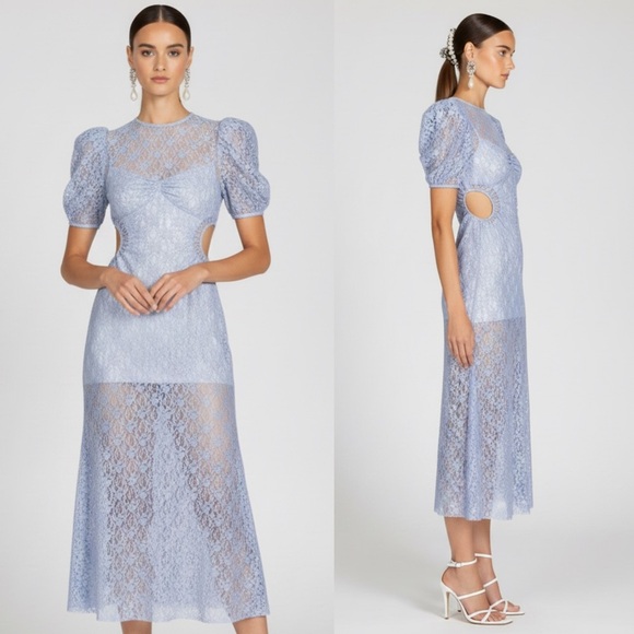 Alice McCall On + On Midi Dress Blue Lace Size 10 - Picture 2 of 12